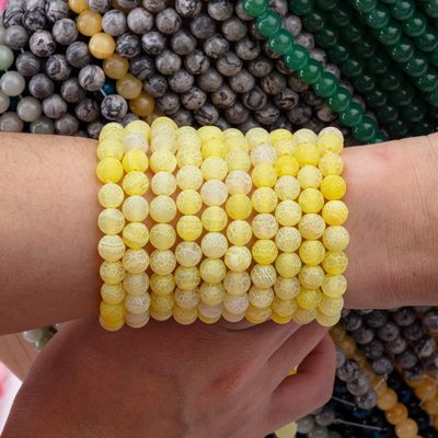 Agate jaune météorologique ronde Perles semi-précieuses Franges de perles lâches Pour la fabrication de bijoux bricolage