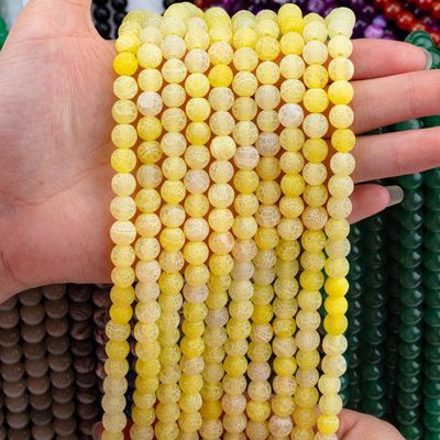 Agate jaune météorologique ronde Perles semi-précieuses Franges de perles lâches Pour la fabrication de bijoux bricolage