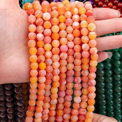 Agate orange détérioré Franges de perles lâches 2 mm Perles semi-précieuses
