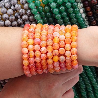 Agate orange détérioré Franges de perles lâches 2 mm Perles semi-précieuses