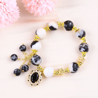 12 mm Zèbre Noir et Blanc Jasper Bracelets de perles de guérison pour la méditation