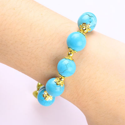 12 mm Bracelet bleu turquoise cristallin Bracelet éclair de cœur étirement charme