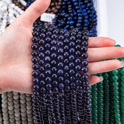 Perles de pierre de sable bleue de 8 mm Perles de pierre de cristal pour la fabrication de bijoux