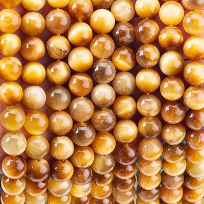 8mm Golden Tiger Eye Perles de pierre précieuse de guérison Perles de pierre de cristal pour la fabrication de bijoux