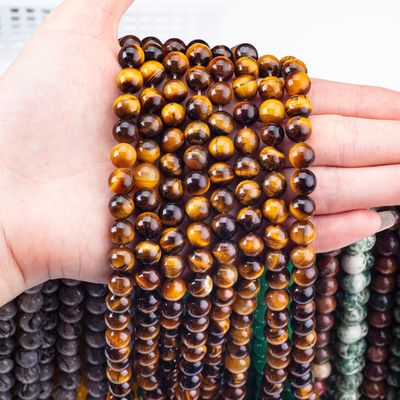 8 mm Oeil de tigre doré sombre Perles de pierre précieuse de guérison Perles de pierre de cristal pour la fabrication de bijoux