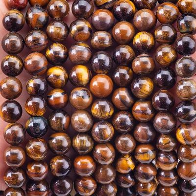 8mm Brown Tiger Eye Perles de pierre précieuse de guérison Perles de pierre de cristal pour la fabrication de bijoux