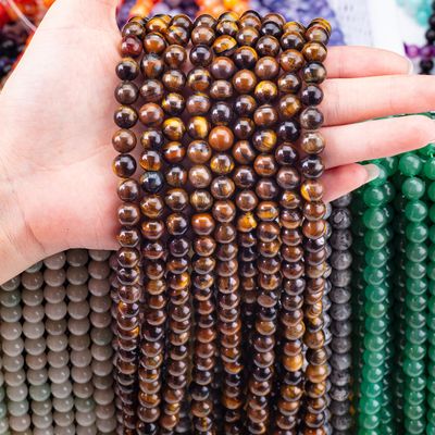 8mm Brown Tiger Eye Perles de pierre précieuse de guérison Perles de pierre de cristal pour la fabrication de bijoux