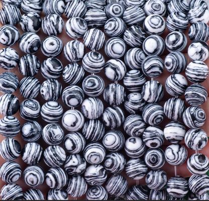 Zèbre synthétique Malachite Franges de perles lâches Blanche et noire Pierre semi-précieuse pour la fabrication de bijoux bricolage