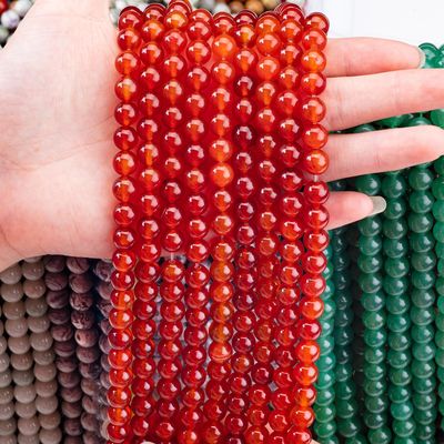 Agate rouge 8 mm Perles rondes en pierre précieuse de Carnélie naturelle pour bijoux de fête
