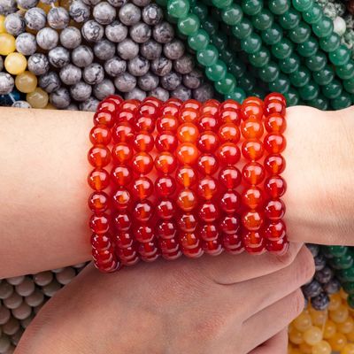 Agate rouge 8 mm Perles rondes en pierre précieuse de Carnélie naturelle pour bijoux de fête