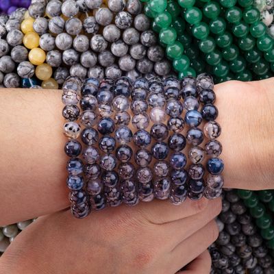 Les veines du dragon noir Agate Franges de perles en vrac pierre semi-précieuse pour la fabrication de bijoux