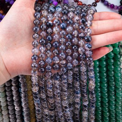 Les veines du dragon noir Agate Franges de perles en vrac pierre semi-précieuse pour la fabrication de bijoux