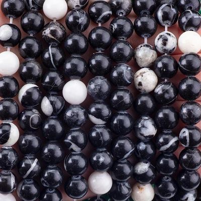8mm Zèbre Noire Jaspe Perles de pierre précieuse Pour la fabrication de bijoux
