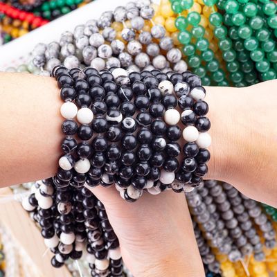 8mm Zèbre Noire Jaspe Perles de pierre précieuse Pour la fabrication de bijoux