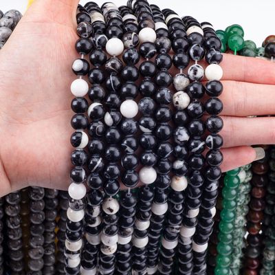 8mm Zèbre Noire Jaspe Perles de pierre précieuse Pour la fabrication de bijoux