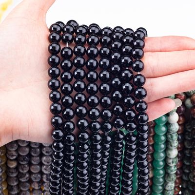 Perles de pierre précieuse en onyx noir de 8 mm Perles de pierre de cristal pour la fabrication de bijoux
