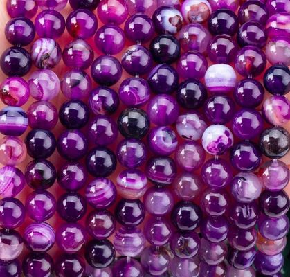 Agate violette rayée guérisseur Perles de pierres précieuses rondes de 8 mm pour offrir des cadeaux
