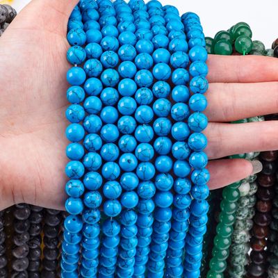 Turquoise bleu 8 mm Forme ronde lisse Perle lâche Pour les outils de fabrication de bijoux