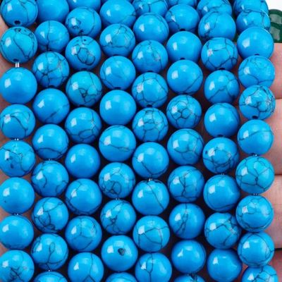 Turquoise bleu 8 mm Forme ronde lisse Perle lâche Pour les outils de fabrication de bijoux