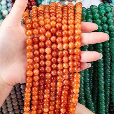 8 mm de pierres précieuses à l'aventurine de couleur rouge cristalline plus foncé pour la fabrication de bijoux