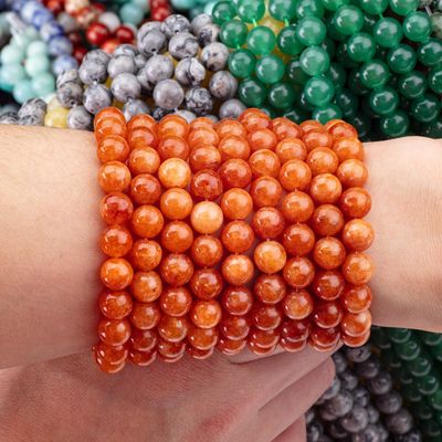 8 mm de pierres précieuses à l'aventurine de couleur rouge cristalline plus foncé pour la fabrication de bijoux