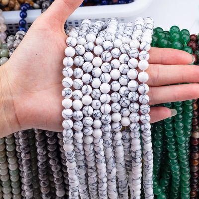 Pierre de cristal 8 mm Howlite forme ronde pierre précieuse perle lâche pour la fabrication de collier de bracelet
