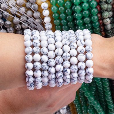 Pierre de cristal 8 mm Howlite forme ronde pierre précieuse perle lâche pour la fabrication de collier de bracelet
