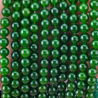 Perles rondes en vrac en jade vert Perles personnalisées de plusieurs tailles pour la fabrication de bijoux