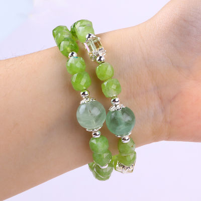 Collier à perles à facettes carrées Peridot Bracelet de cristal original OEM ODM
