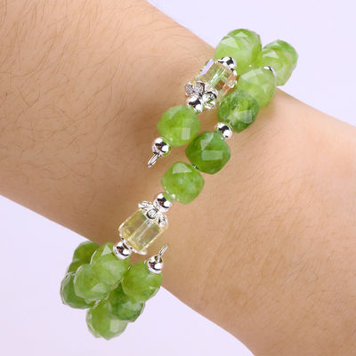 Collier à perles à facettes carrées Peridot Bracelet de cristal original OEM ODM