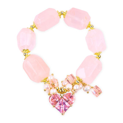 Bracelet en pierre précieuse fait à la main Amulettes réglables Rose Quartz Bracelet pierre naturelle Perle bijoux pour les fêtes