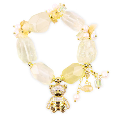 Bracelet en pierre précieuse fait à la main Charmes réglables Bracelets en citrine en pierre naturelle Bijoux en perle Pour les fêtes