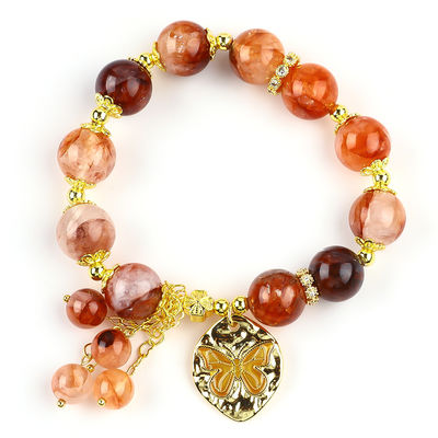 Bracelet à perles en pierre précieuse fait à la main Bracelet à sphère en pierre de quartz en hématite Bracelet réglable en papillons Bracelet pour fête