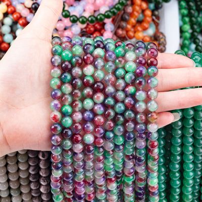Agate de fleur vert foncé pierre cristalline perle lisse et lâche pour la fabrication de bijoux en perles artisanales