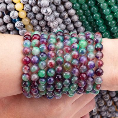Agate de fleur vert foncé pierre cristalline perle lisse et lâche pour la fabrication de bijoux en perles artisanales