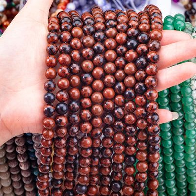 8MM jaspe d'acajou poli perles lisses et lâches pour la fabrication de bijoux de perles faites à la main