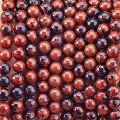 8MM jaspe d'acajou poli perles lisses et lâches pour la fabrication de bijoux de perles faites à la main