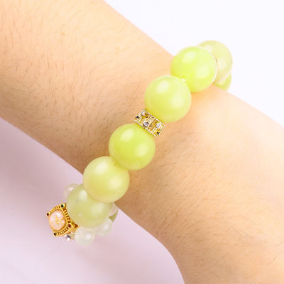 Bracelet à perles en pierre précieuse fait à la main Bracelet à perles en pierre de jade et de citron Bracelet à charmes à peau réglable Bracelet pour les fêtes