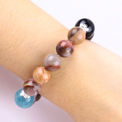 Bracelet à perles en pierre précieuse fait à la main Bracelet en pierre naturelle en bois pétrifié Bracelet à charmes à peau réglable Bracelet pour la fête quotidienne