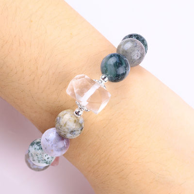 Bracelet à perles en pierre précieuse faite à la main Bracelet en pierre naturelle en bois pétrifié Bracelet à cœur réglable Bracelet pour fête quotidienne