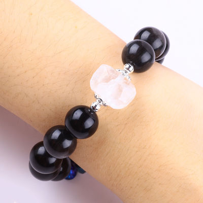 Bracelet à perles en pierre précieuse faite à la main argent naturel brillant Obsidian Bracelet en pierre à cœur réglable Bracelet pour fête