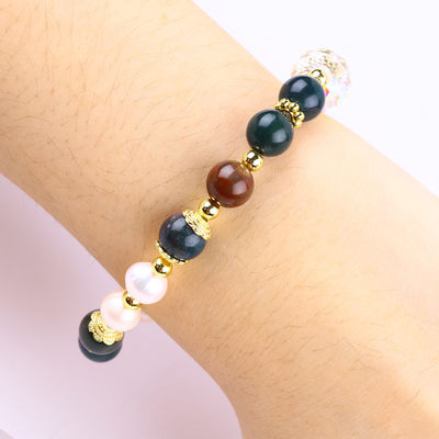 Bracelet à perles en pierre précieuse fait à la main Bracelet en pierre d' agat indienne naturelle Bracelet à charmes de hibou réglable Bracelet pour la fête quotidienne