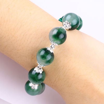 Bracelet à perles en pierre précieuse fait à la main Bracelet en pierre de calcédoine verte Bracelet à charme réglable Bracelet pour les fêtes
