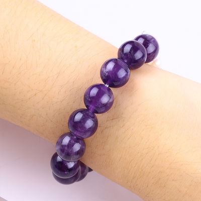 Bracelet à perles en pierre précieuse fait à la main Bracelet en pierre d'améthyste sombre Bracelet à charmes de peau réglable Bracelet pour le port quotidien de fête