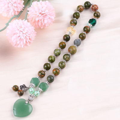 Bracelet à perles en pierre précieuse fait à la main Bracelet en pierre naturelle en unakite Bracelet à cœur réglable Verte aventurine Bracelet pour P