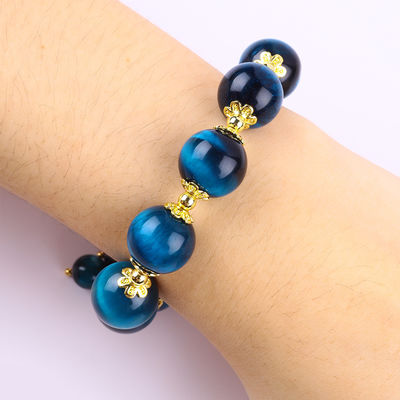 Bracelet à perles en pierre précieuse fait à la main Bracelet à yeux de tigre bleu naturel Bracelet à pierre de cœur réglable Bracelet pour fête