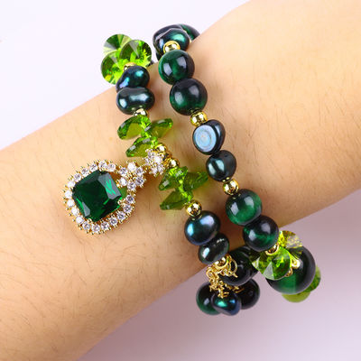 Bracelet à perles en pierre précieuse fait à la main Bracelet à œil de tigre vert naturel Bracelet à charmes réglables Bracelet pour la fête quotidienne