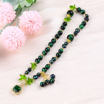 Bracelet à perles en pierre précieuse fait à la main Bracelet à œil de tigre vert naturel Bracelet à charmes réglables Bracelet pour la fête quotidienne