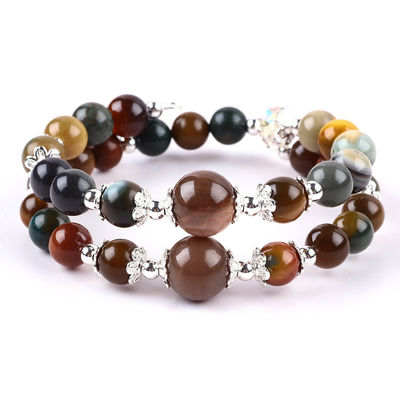 Bracelet en pierre précieuse à perles en agate naturel de l'Inde Bracelet de pierre de l'agate réglable Bracelet de charmes pour les fêtes