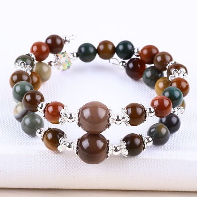 Bracelet en pierre précieuse à perles en agate naturel de l'Inde Bracelet de pierre de l'agate réglable Bracelet de charmes pour les fêtes
